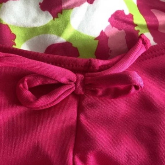 NWT Lily & Dan Girls 2 Piece Swim Set Medium Top & Bottom Green pink Tropical - Picture 4 of 8
